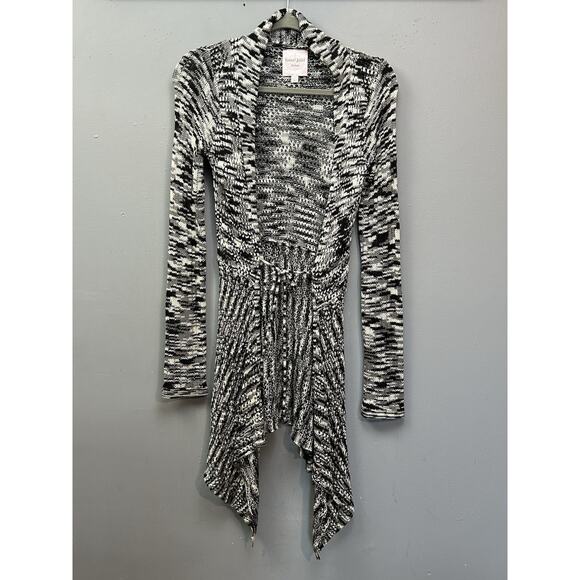 Romeo & Juliet Couture Open Womens Small Soft Knit Black Heather Tie Waist - Picture 1 of 6